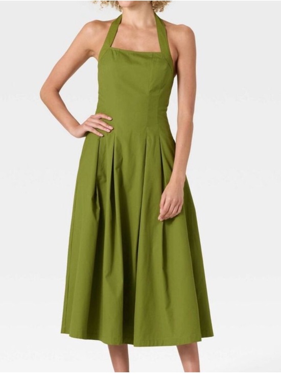 NWT A New Day - Women's Midi Halter Dress - Olive XS spring brunch fancy cotton - Picture 3 of 3